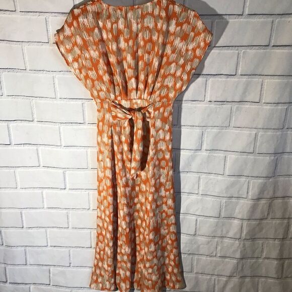 Forever 21 Dress Size Small S Orange Tie Front And Back Midi - Picture 2 of 6